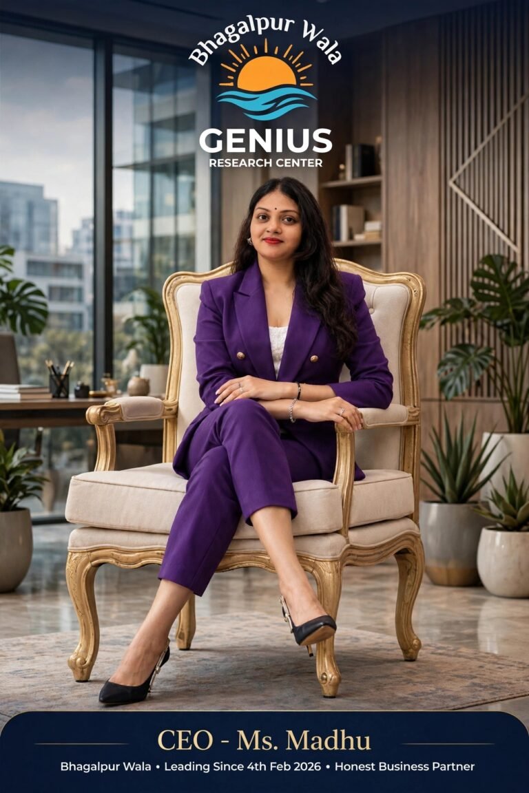 CEO Ms Madhu Bhagalpur Wala Genius Research Center Bhagalpur - Leading Since 4th Feb 2026 Honest Business Partner